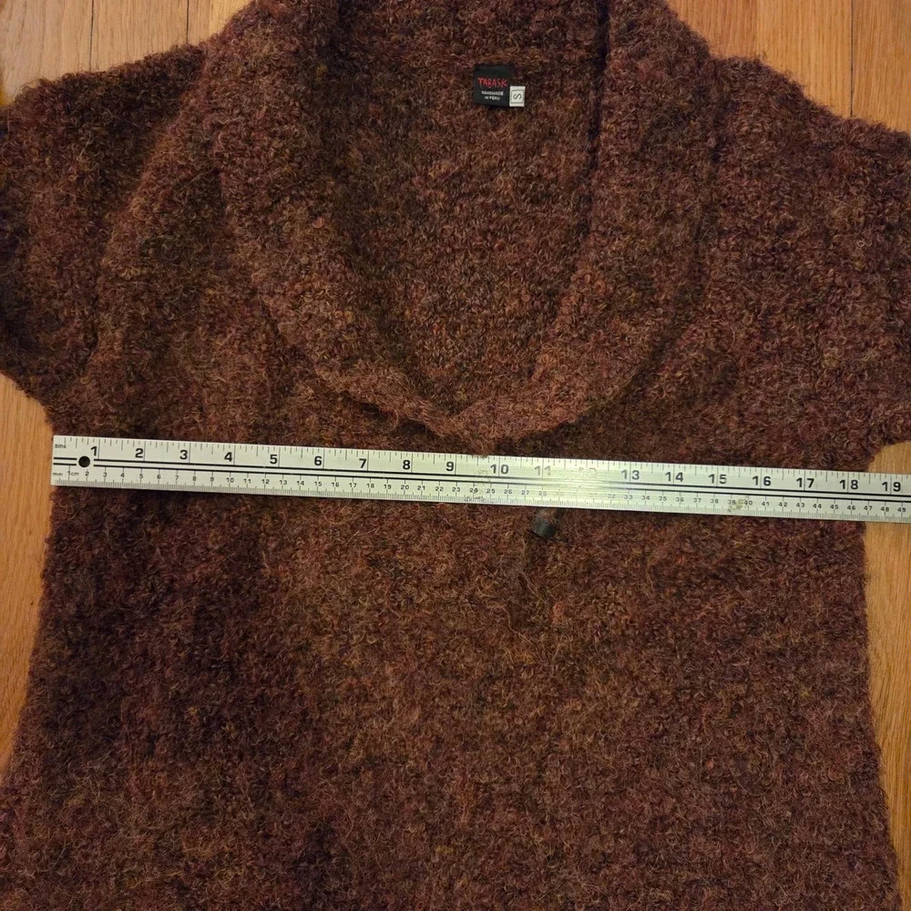 Tabask Handknit Alpaca + Wool Sweater, Cinnamon Brown Bouclé, Made in Peru Sz S - Picture 7 of 11